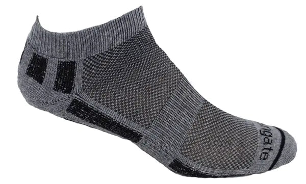 All-Sport Comfortable Alpaca Yarn Socks in Gray W/Black Stripes.