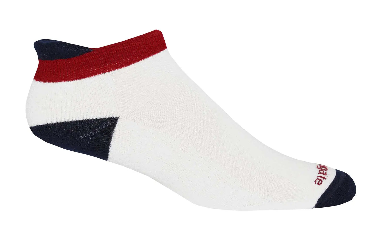 Soft Heel Tab Shorty Alpaca Performance Socks In Red, White & Blue.