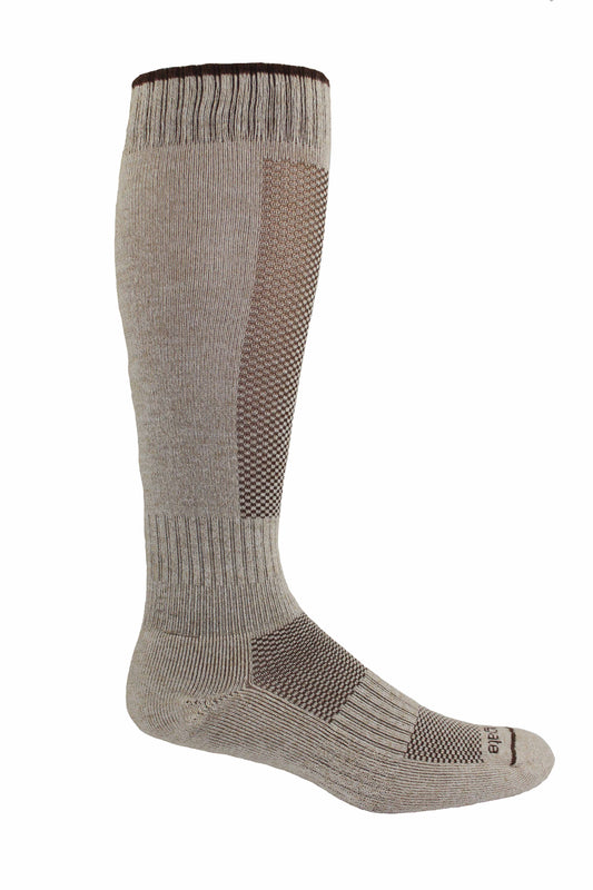 Alpaca Yarn High-Calf Performance Socks in a neutral shade of beige.