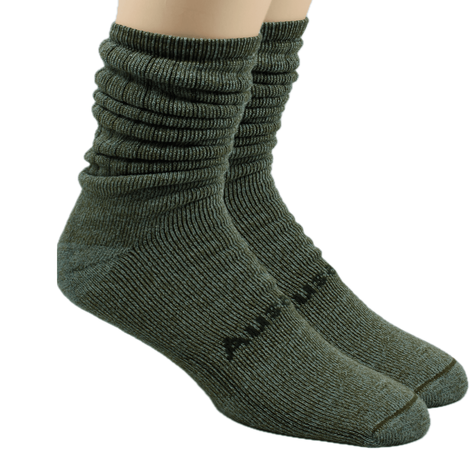 Ausangate alpaca mid-calf ribbed socks in camouflage green.