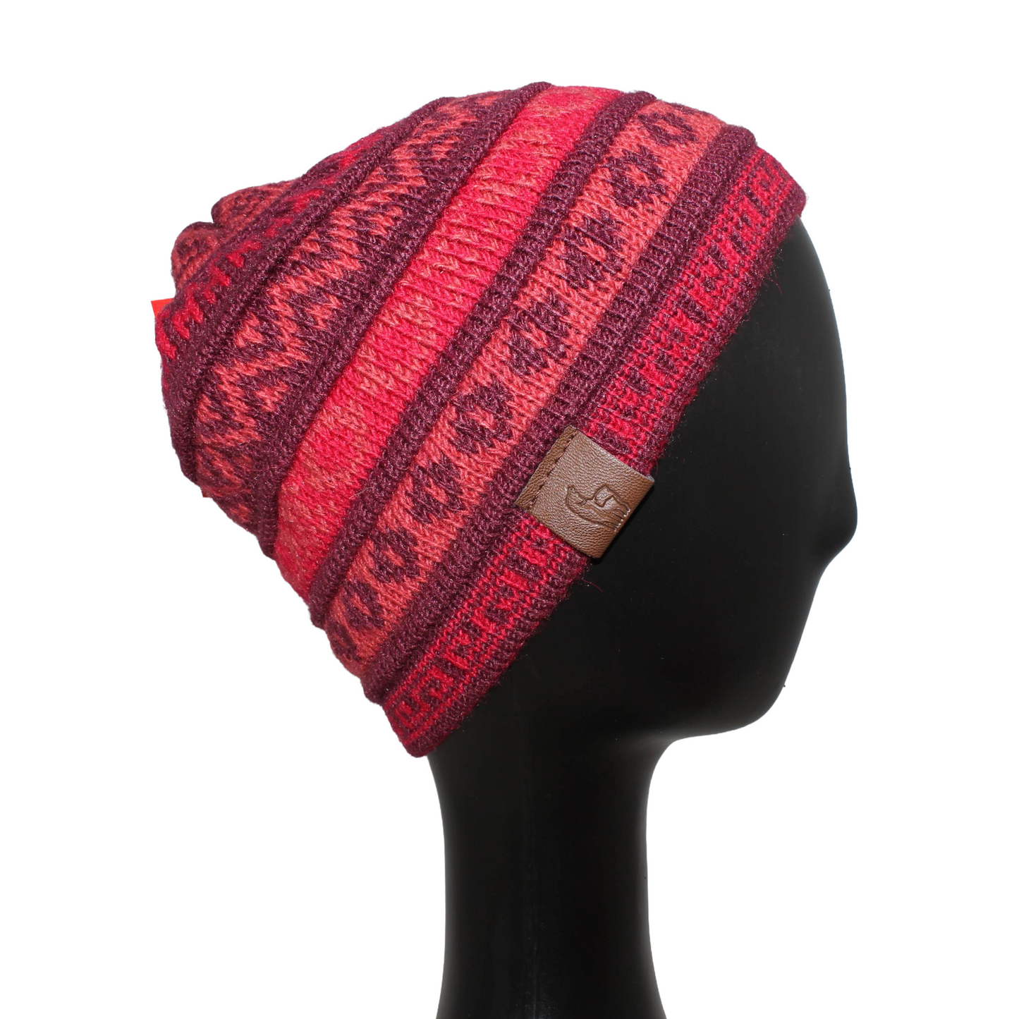 Mauve mist beanie hat pleated side.