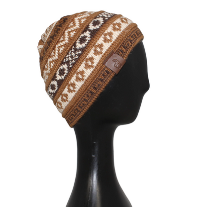 Alpaca Beanie hat Mocha Swirl taupe colors