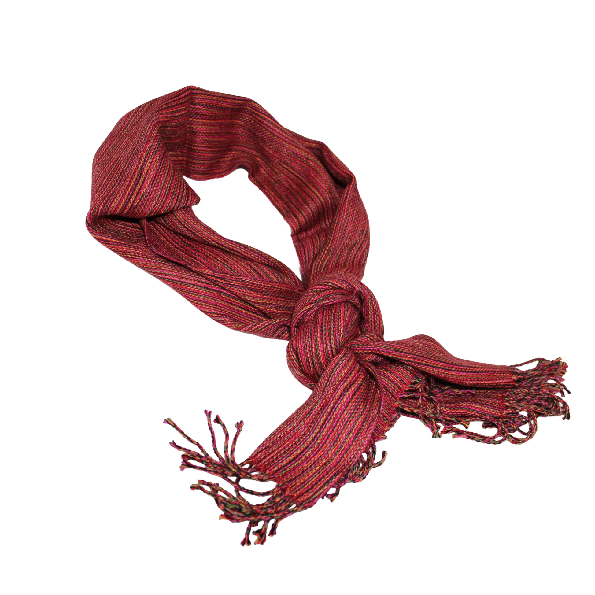 Fringed alpaca scarf in Burnt Red.