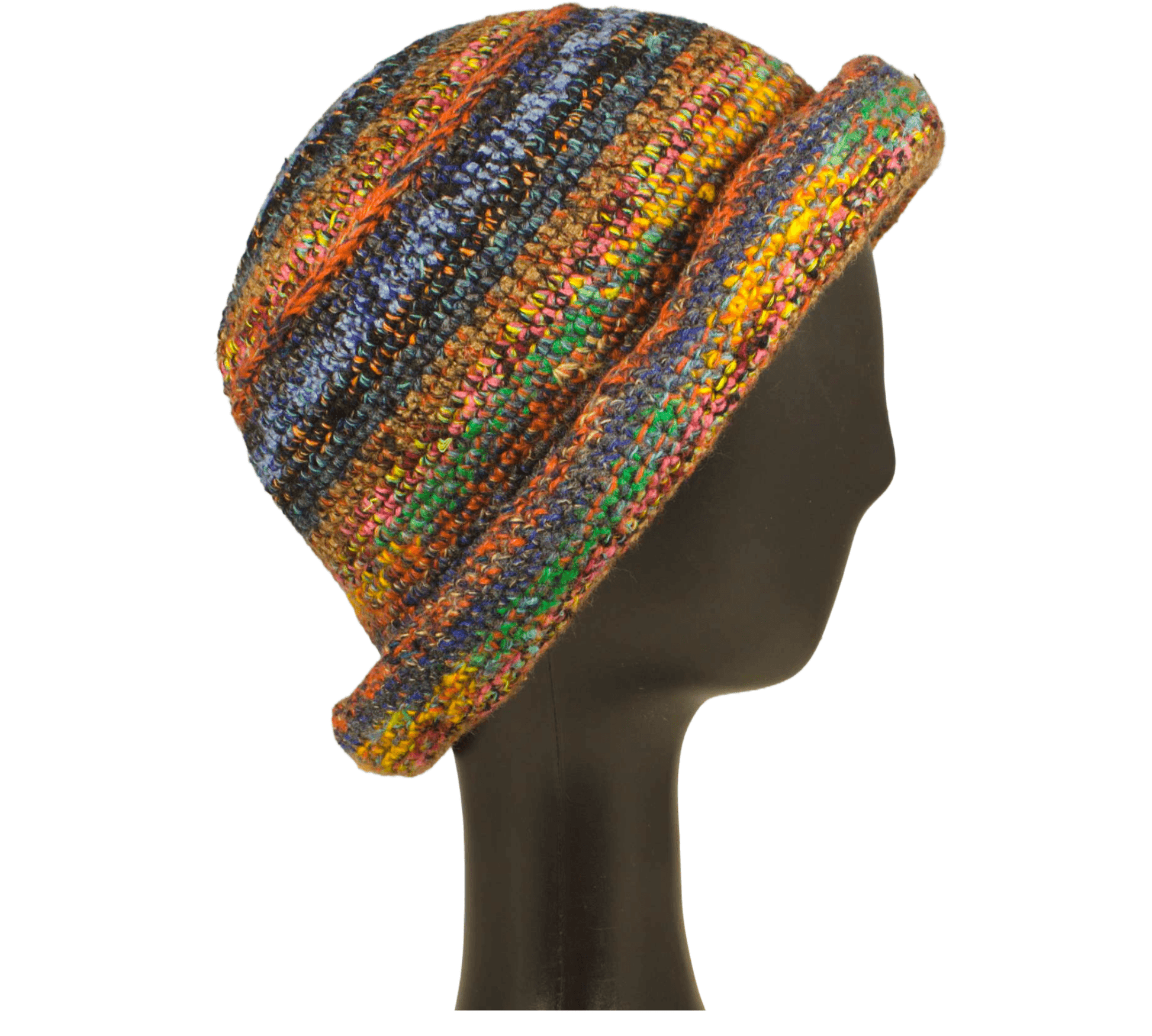 Vintage style alpaca cloche multicolored hat.