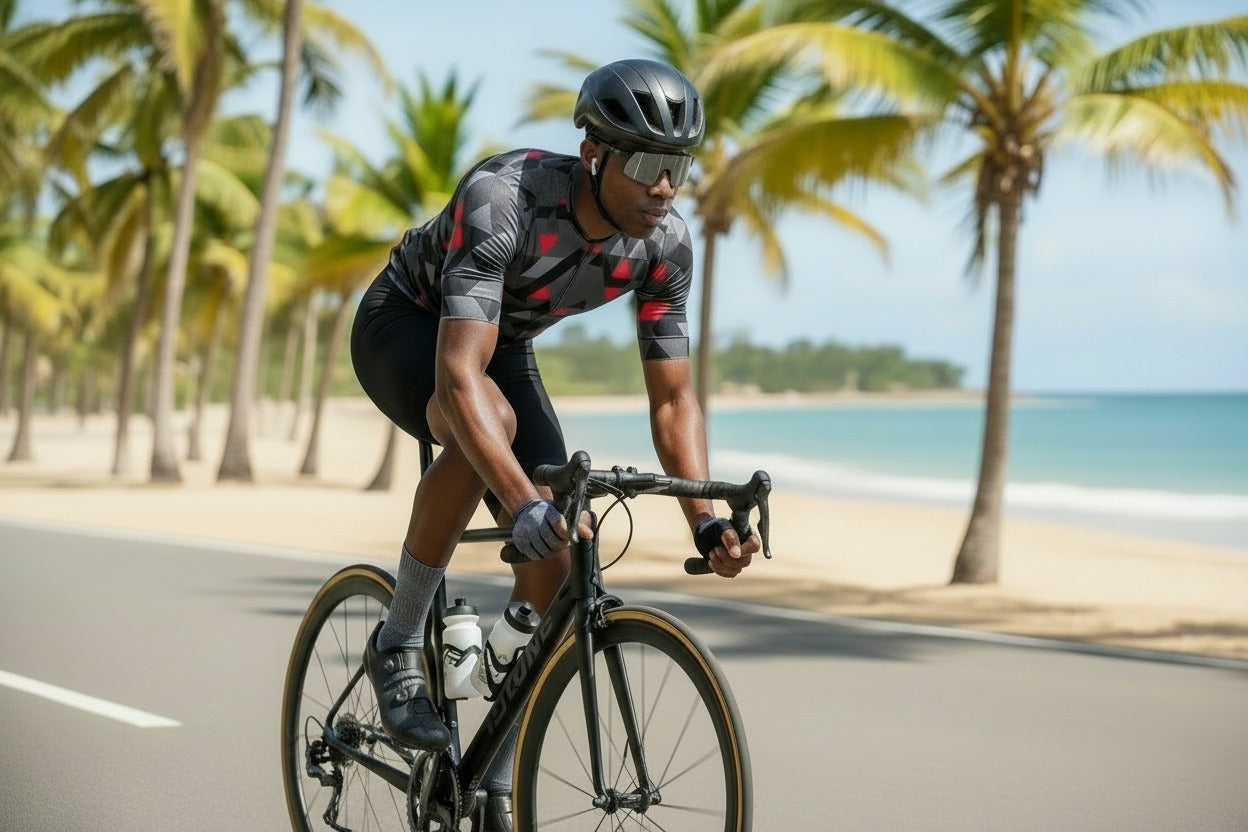 Man wearing mid-calf socks in gray.