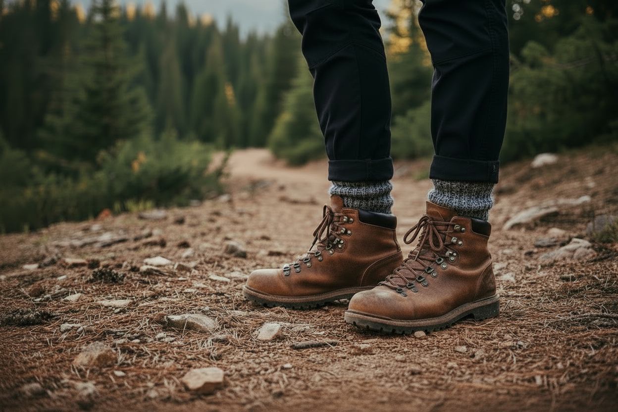 Alpaca ribbed gray  & socks scrunched under black pants